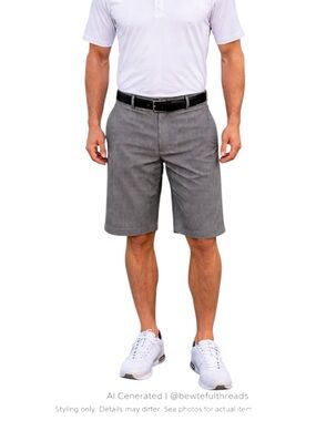Travis Mathew Gray White Pinstripe Golf Shorts W40